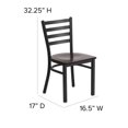 thumbnail image 2 of HERCULES Series Black Ladder Back Metal Restaurant Chair - Walnut Wood Seat, 2 of 9