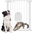 thumbnail image 1 of PawHut 30"-32" Extra Wide Pet Gate Barrier with Small Door, 35"H, White, 1 of 10