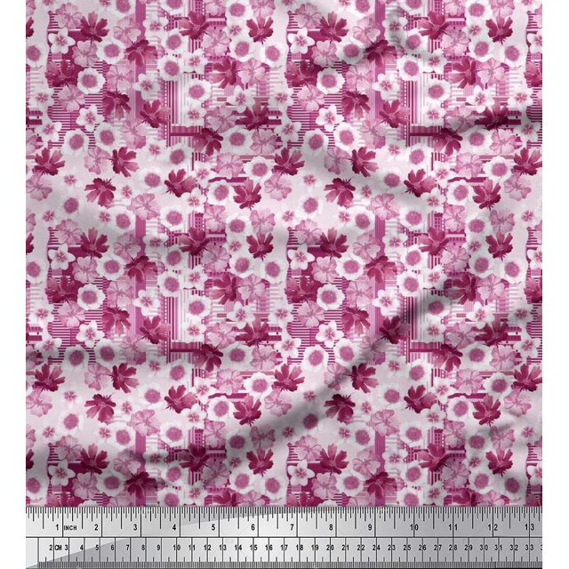 Soimoi Poly Georgette Fabric Floral Flower Fabric Prints by Yard 52 Inch Wide