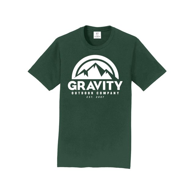 Gravity Outdoor Co. T-Shirt à Manches Courtes - Vert Forêt - Logo Blanc - 3TG