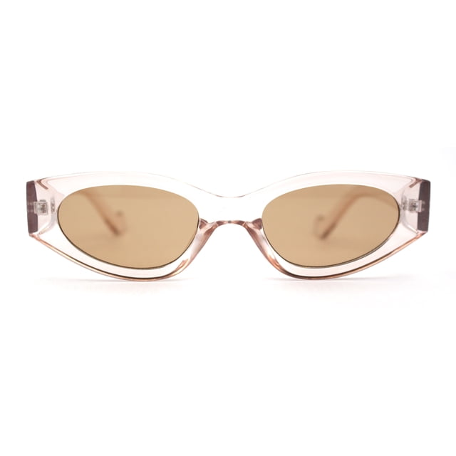 Women Classy Thick Temple Mod Cat Eye Plastic Sunglasses Beige Brown