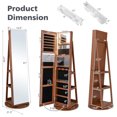 thumbnail image 2 of Gymax Armoire à Bijoux Miroir Rotative à 360° avec Grand Miroir et Étagères de Rangement Brun, 2 of 9