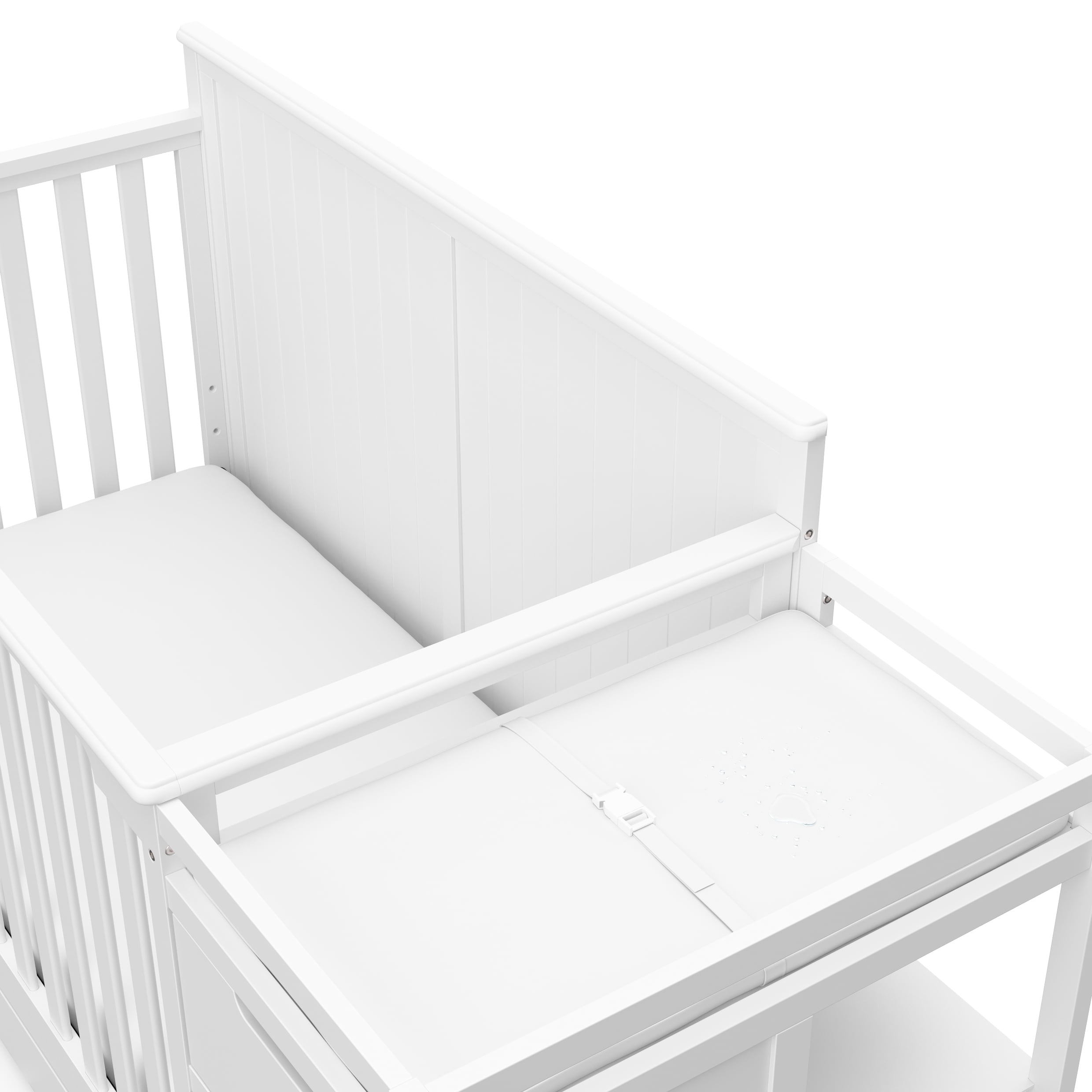 Lit de bébé convertible 5 en 1 avec tiroir et table à langer Hadley de Graco, Blanc