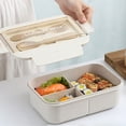 thumbnail image 1 of Lunch Boxes with 3 Compartments and Utensils Lunch Box for Men Work, Plastic Bento Box Adult Bento Box for Kid Snacks Containers Bento Box Meal Prep Containers, Beige 3-1200ml, 1 of 6