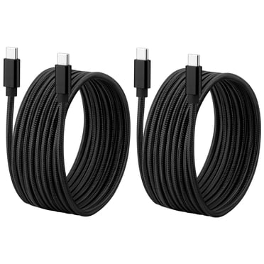 USB C To USB C 60W Cable 15FT, ROFAY [2-Pack] Type C Charger Cord Compatible with iPhone 16 Pro Max 15 Plus, Galaxy S25 Ultra S24 S22/S21/S20+ Ultra, Black