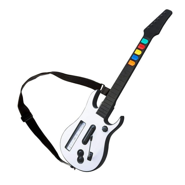 PENGXAING Wireless Controller with Strap for Wii Guitar Hero Rock Band 3 2 (White)