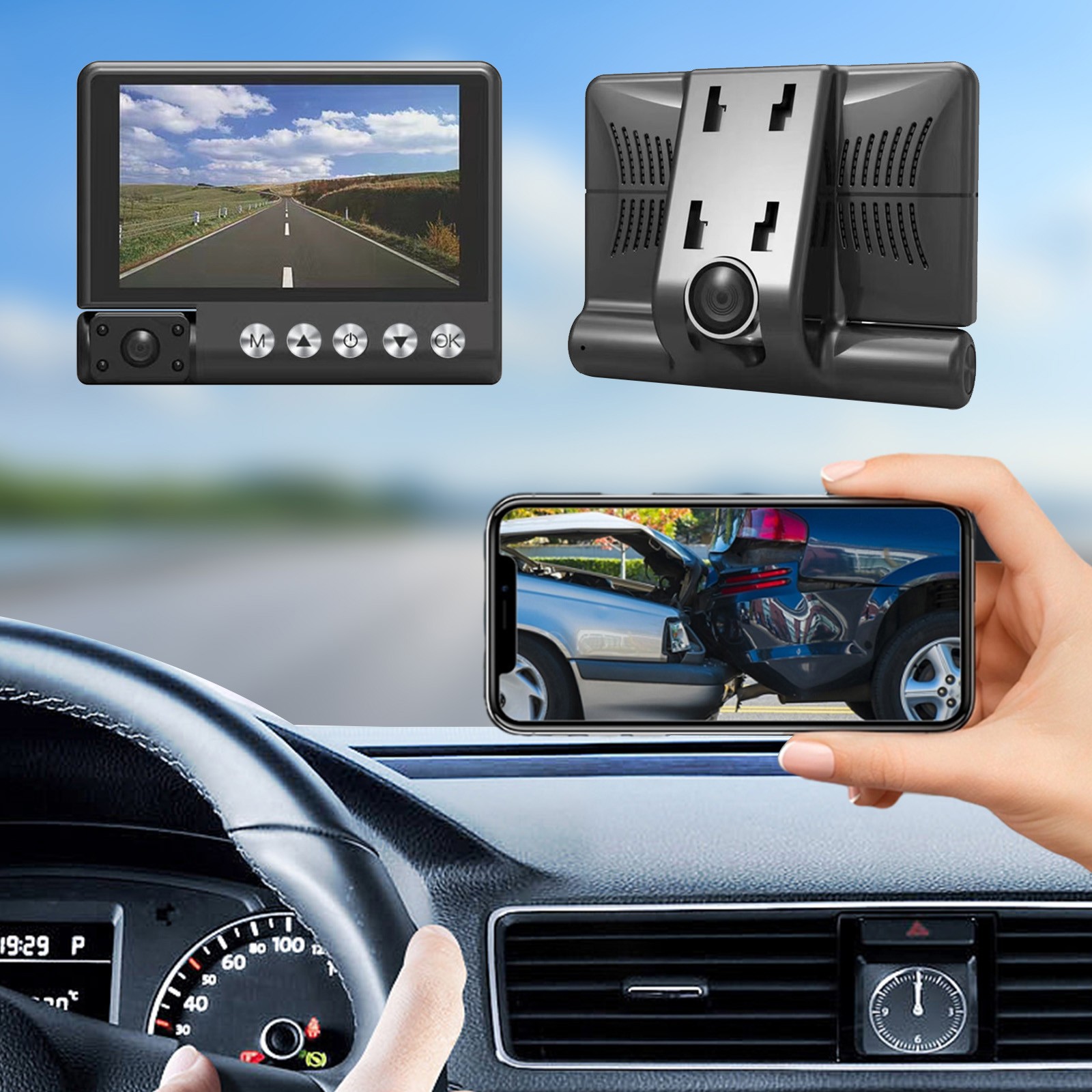 Dash Cam, 1080P Dash Camera for Cars with 4Inch LCD Display, Dash Cam Front with 170° Wide Angle, Loop Recording, G-Sensor, Parking Monitor, Support 32GB Max
