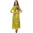thumbnail image 1 of Bimba Robe Longue Vert Lime à Col Bénitier pour Femme de Designer avec Foulard à Franges Imprimé - 22, 1 of 6