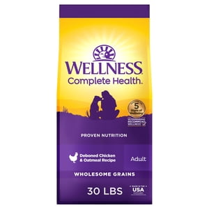 Wellness Complete Health Dry Dog Food, Wholesome Grains, Natural, Chicken & Oatmeal, (30-Pound Bag)