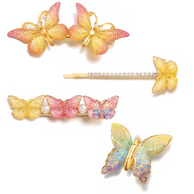 Pince à Cheveux pour Filles Papillon - 4 Pcs Barrette Cheveux Bobby épingle Alligator épingle à Cheveux