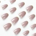 thumbnail image 3 of Fofosbeauty 24pcs Press on False Nails, Short Round Fake Nails, Golden French Light Gray, 3 of 8