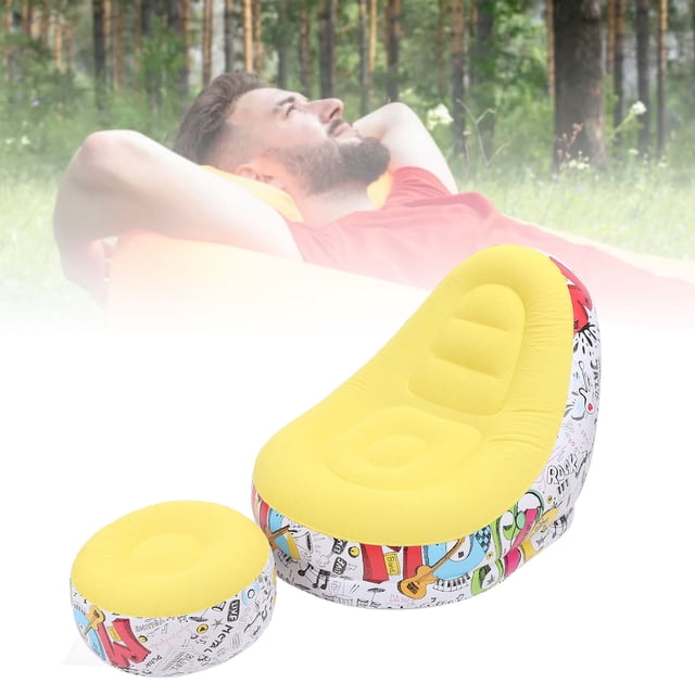 Inflatable Lounger Chair, Portable Air Chair for Outdoor Camping Yellow
