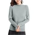 thumbnail image 4 of VgaVtl Ladies Sweaters Cotton Long Sleeve Womens Fall Sweaters Knit Layering Relaxed Fit Green Solid Color Sweaters, 4 of 7