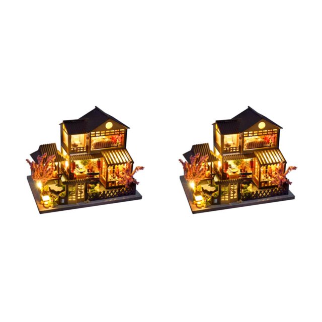 Ruiboury DIY Miniature Dolls House Kit Craft Own Cozy Home Safe For Kids Innovative Room TC14 2Set