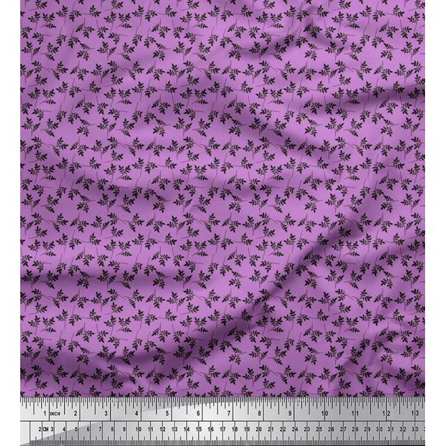Soimoi Polyester Crepe Fabric Artistic Leaves Print Sewing Fabric Yard 42 Inch Wide