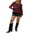 thumbnail image 3 of Women Patchwork Hoodie  Stripe Pattern Long Sleeve Hooded Pullover, 3 of 8