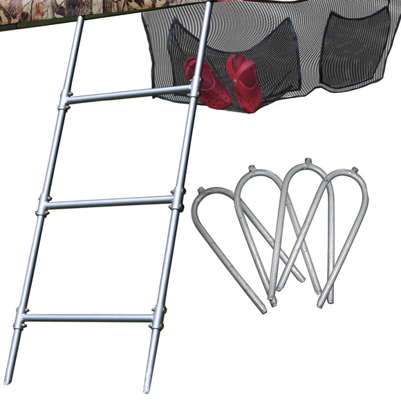 SKYWALKER TRAMPOLINES Wide Step Outdoor Trampoline Ladder, 2 Step Universal Hook, Trampoline Accessories for Kids, Shoe Storage Bag