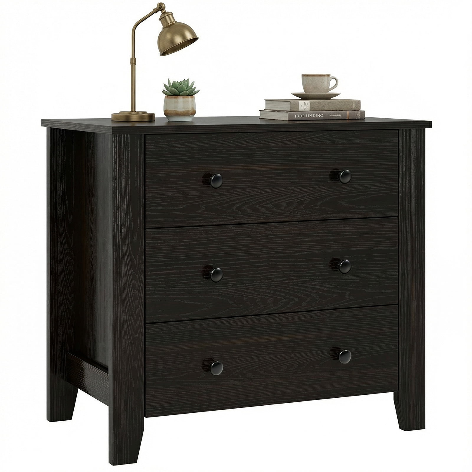 Gymax 3-Drawer Dresser 28.5'' Wide Chest of Drawers Modern Large Nightstand for Bedroom