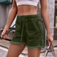 thumbnail image 1 of Shorts for Women TopLLC Womens Shorts Womens Summer Solid Color Drawstring Frenulum Leisure Pocket Jeans Denim Pants Casual Shorts Women Pants on Clearance, 1 of 5