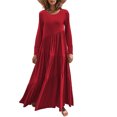 thumbnail image 2 of Long Sleeve Dress Women Womens Solid Color Loose Long Sleeve Long Dress Round Neck Asymmetric Layered Beach Long Dress Womens Long Sleeve Dress Cold Shoulder Dress for Women, 2 of 6