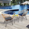 thumbnail image 3 of Costway 3PCS Patio Rattan Bistro Furniture Set Cushioned Chair Table Navy, 3 of 10