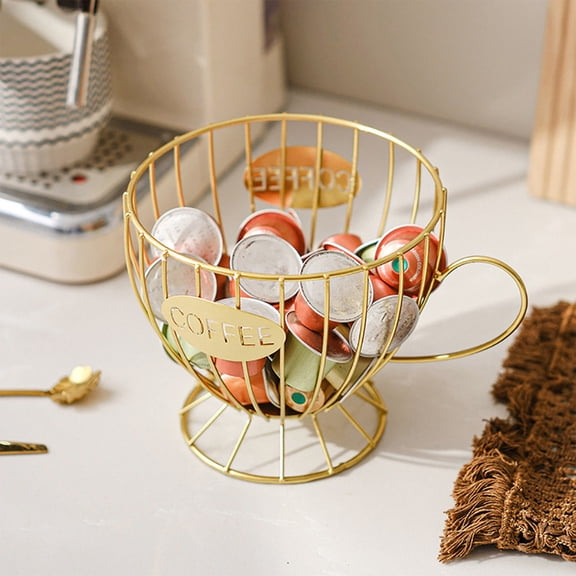 Étagère Organisateur de Dosettes de Café, Panier de Rangement en Forme de Tasse de Café Unique Usavan, Étagère d'Exposition en Métal Robuste pour Économiser de l'Espace pour Comptoir de Cuisine Bureau