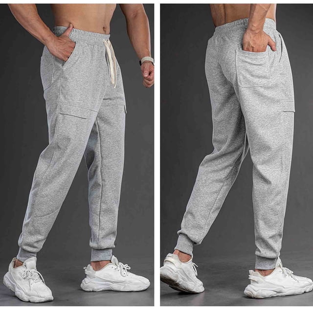 Ceisia Men Solid Color Loose Casual Pants Elastic Waist Drawstring Sports Gift Work Trousers