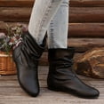 thumbnail image 1 of Styesk Bottes pour Femmes Bottes Décontractées de Mode pour Femmes Style Printanier Bottes Couleur Unie à Coutures Bout Rond Manche à Enfiler Talon Bas Bottines Bottes de Travail pour Femmes, 1 of 9
