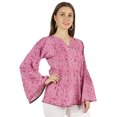 thumbnail image 3 of Moomaya Printed Top Full Sleeve Pleated Rayon Kurta Short Tunic Summer Blouse For Women, 3 of 7