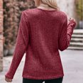 thumbnail image 4 of Timegard Tops for Women Ribbed Long Sleeve Scoop Neck Button Pullover Fall Casual Loose Tops Sweater, 4 of 5