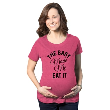 T-shirt de Maternité « The Baby Made Me Eat It » Annonce Drôle Graphique Grossesse (Rose Chiné) - L