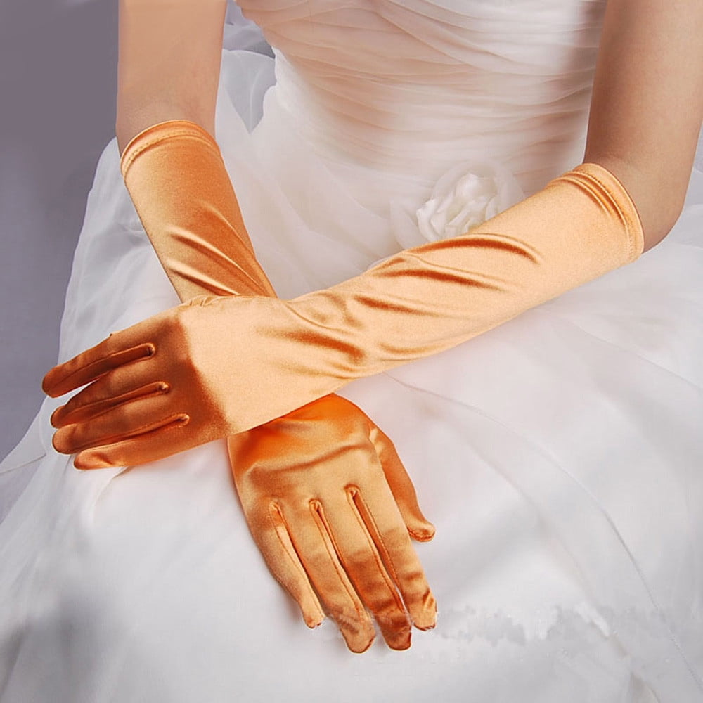Womens Satin Long Gloves Opera Wedding Bridal Evening Party Prom Gloves OR