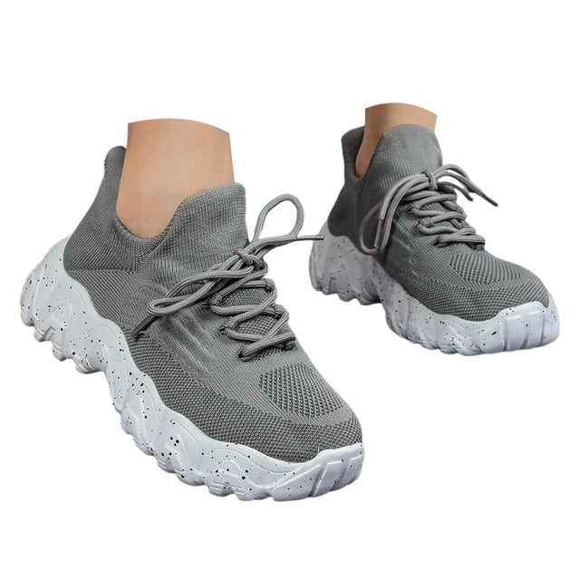 Dakaela Chaussures de Marche pour Femmes à Enfiler Espadrilles de Course Tennis 2025 Mode Décontractée Chaussures pour Femmes Gris 6