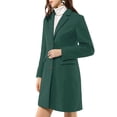 thumbnail image 4 of INSPIRE CHIC Women's Coat Solid Color Notched Lapel Single Breasted Winter Peacoat Green M, 4 of 7
