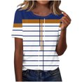 thumbnail image 4 of Pisexur Hauts pour Femmes Décontractés en Lin Col Rond Grande Taille Imprimé Manches Courtes T-shirt Blouse, Hauts d'Été pour Femmes Vert Armée, 2TG, 4 of 4
