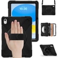 thumbnail image 3 of ONN Rugged Shockproof iPad Case with 360° Rotating Hand Strap, Compatible with iPad 10.9” 2022 & iPad 11” 2025, Anti-Drop Protective Cover, Black, 3 of 16
