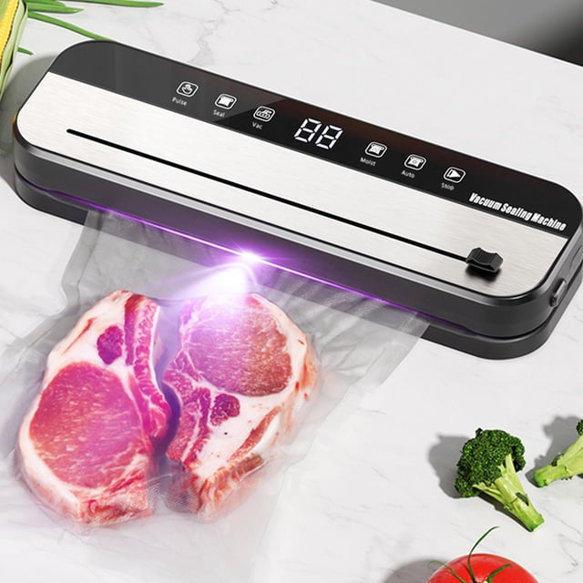 Machine de Scellage sous Vide pour la Conservation Automatique des Aliments / Acier Inoxydable Noir / 100 Sacs Inclus / Modes Multiples / 14 Pouces