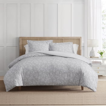 Martha Stewart Everyday 3-Piece Reversible French Bird Cotton Duvet Cover Set, Double/Queen
