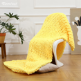 thumbnail image 3 of Comtest Chunky Knit Throw Blanket Chenille, Chicken Yellow, 80"x80"(King Size), 3 of 6
