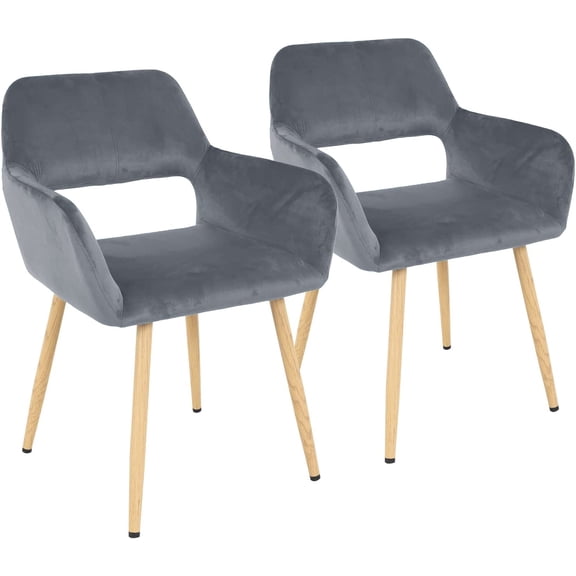 Chaises de Salle à Manger Chaise de Salle à Manger Chaise de Cuisine de 2 Chaises Latérales en Métal Chaises Latérales avec Accoudoirs Ensemble de 2 Pieds en Métal pour Maison Cuisine Chambre Salon, Gris