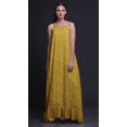thumbnail image 4 of Bimba Robe de Nuit Longue à Bretelles Spaghetti Imprimée de Feuilles de Verge d'Or et de Bleuets pour Femmes, Robe Maxi de Sommeil, Petite, 4 of 5