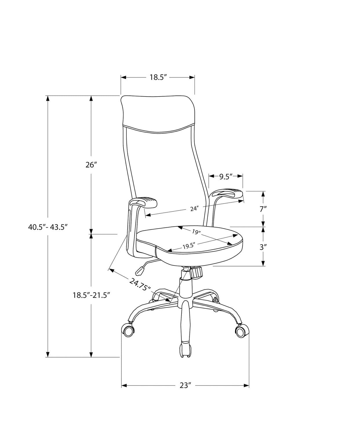 Monarch Specialties Chaise De Bureau, Hauteur Ajustable, Pivotant, Ergonomique, Appuis-bras, Bureau, Travail, Métal, Engrener, Blanc, Gris, Contemporain, Moderne
