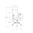 thumbnail image 4 of Monarch Specialties Office Chair, Adjustable Height, Swivel, Ergonomic, Armrests, Computer Desk, Work, Metal, Mesh, White, Grey, Contemporary, Modern, 4 of 4
