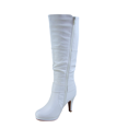 thumbnail image 3 of Bottes Mode Décontractées pour Femmes à Talons, Hauteur Genou, Plateforme, Fermeture Éclair Latérale, Boucle, Robe ( Blanc, 6), 3 of 5
