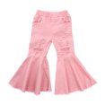 thumbnail image 1 of Xingqing Toddler Girls Flare Pants Denim Ripped Jeans Bell Bottom Long Pants Kids Ruffle Leggings Trousers, 1 of 7