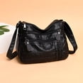 thumbnail image 2 of Women, Soft PU Leather Shoulder Bags, Multi-layer Black, 2 of 8