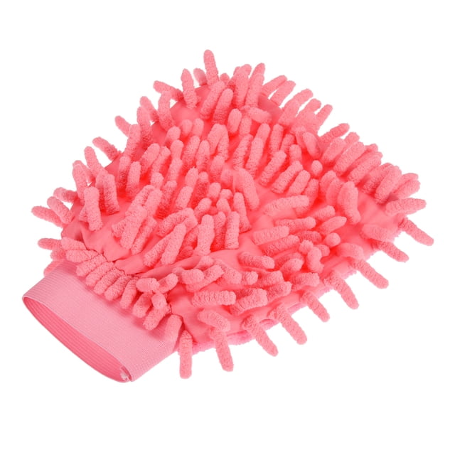Unique Bargains Gants de Nettoyage Réutilisables Sans Rayures en Microfibre Chenille, Rose