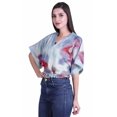 thumbnail image 3 of Moomaya Hauts à Manches Boxy Imprimés pour Femmes, Col en V, Taille Élastique, Kimono, 3 of 4