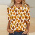 thumbnail image 2 of CEHVOM T-shirt de Mode pour Femmes, Blouse Mi-Longue à Manches 3/4, Col Rond, Hauts Décontractés en Liquidation, 2 of 5