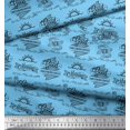 thumbnail image 3 of Soimoi Blue Cotton Poplin Fabric Sun & Text Print Fabric by Yard 42 Inch Wide, 3 of 5